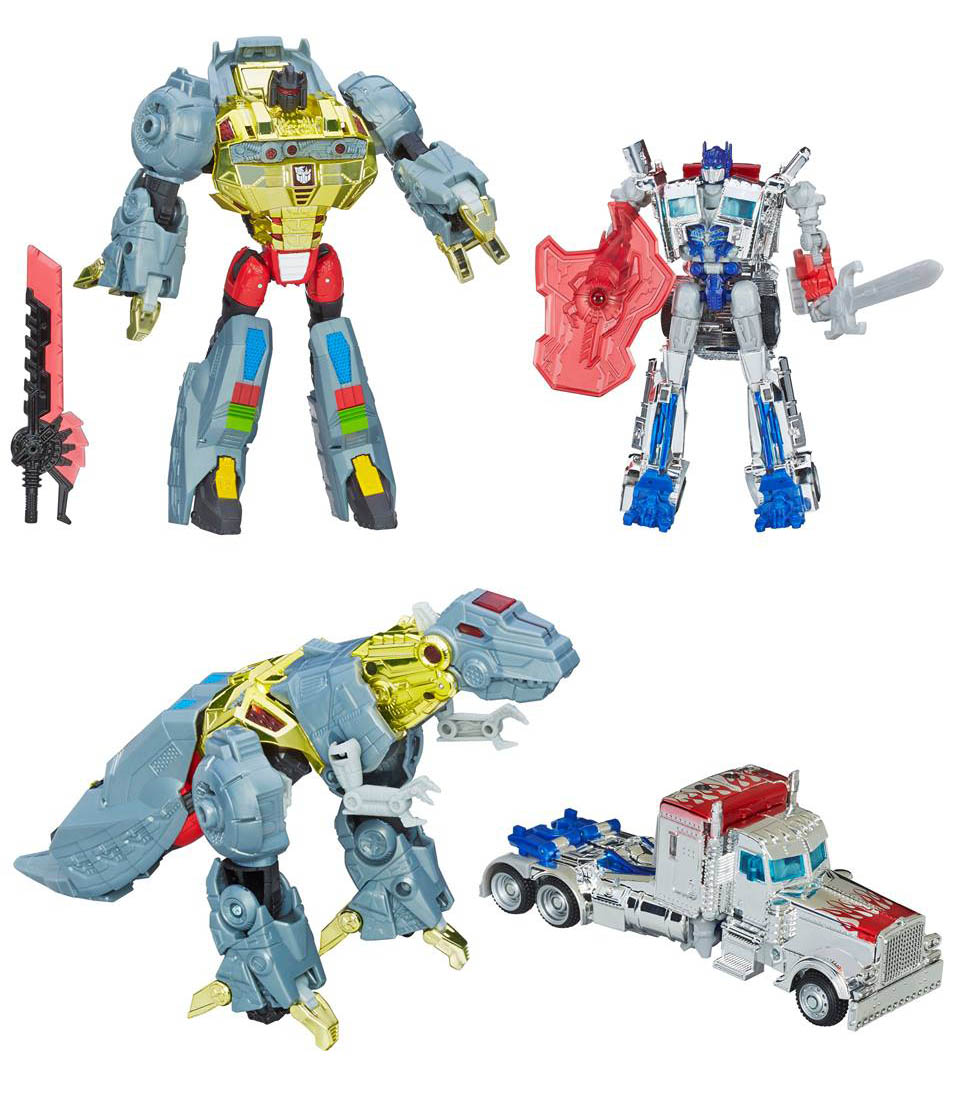 Transformers: Age of Extinction Voyager Grimlock & Deluxe Knight Optimus Prime