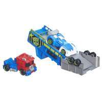 Transformers Rescue Bots Optimus Prime Racing Trailer and Blur #1